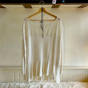 Free People Long Sleeve Cotton/Rayon Tunic, Vintage White, Size M